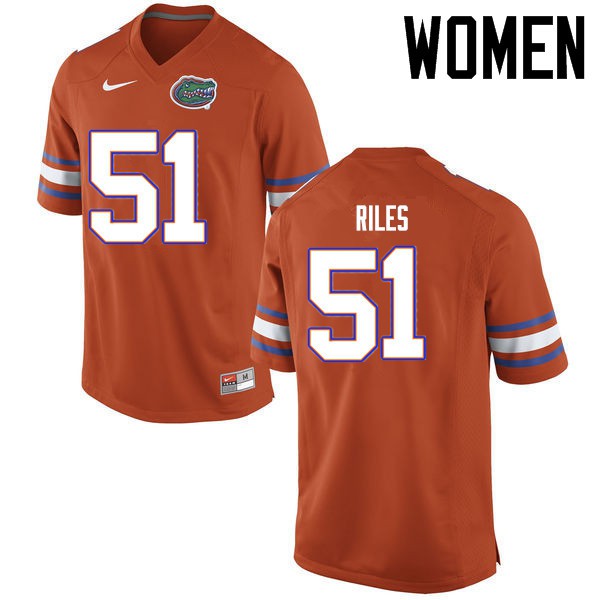 Florida Gators Women #51 Antonio Riles College Football Jerseys Orange